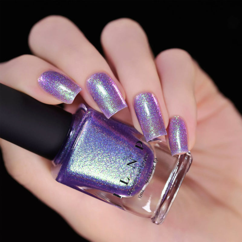 ILNP Drive-In IRIDESCENT DEEP PURPLE HOLOGRAPHIC JELLY NAIL POLISH swatch