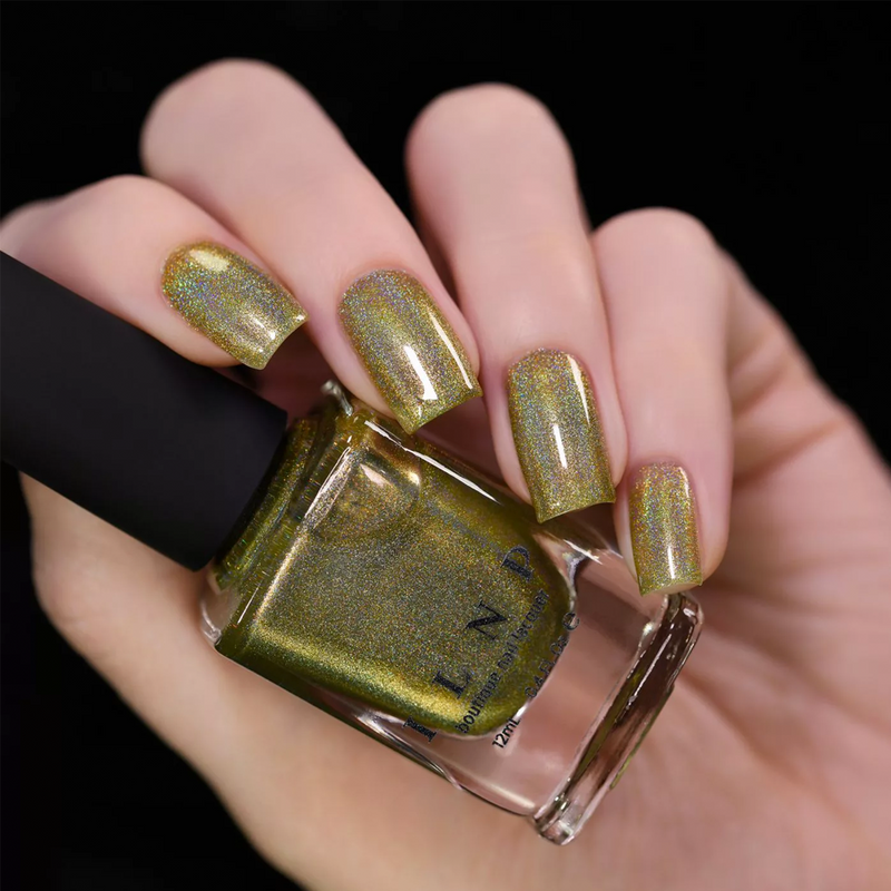 ILNP Happy Thoughts field green holographic nail polish swatch