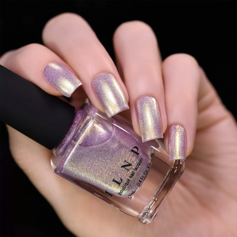 ILNP In The Clouds pale lilac shimmer holographic nail polish swatch