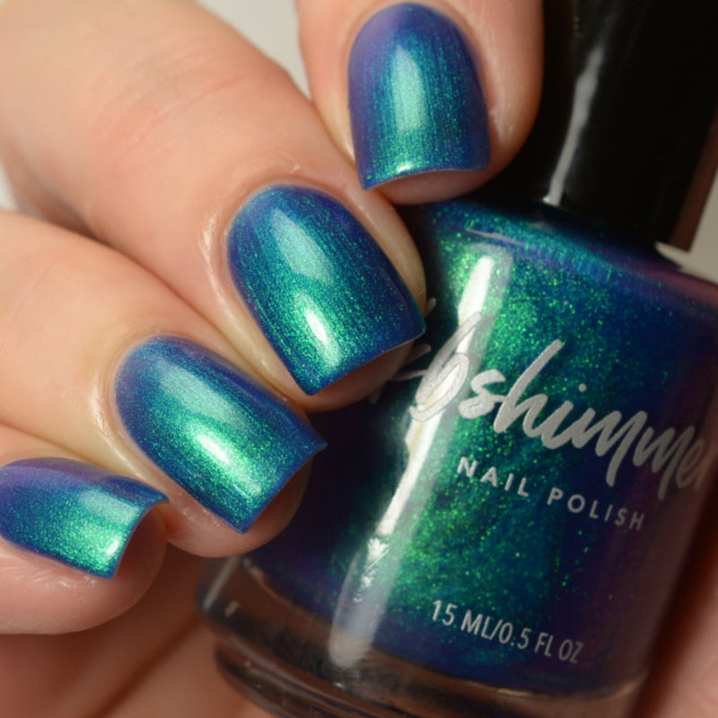 KBShimmer The Tide Is Right blue to green multichrome nail polish swatch Beach Break Collection