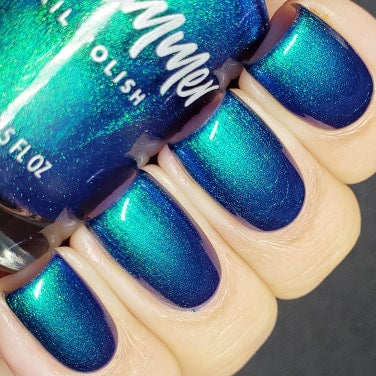 KBShimmer The Tide Is Right blue to green multichrome nail polish swatch Beach Break Collection