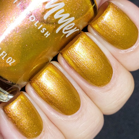 KBShimmer Sun Kissed yellow gold to pink multichrome nail polish swatch Beach Break Collection