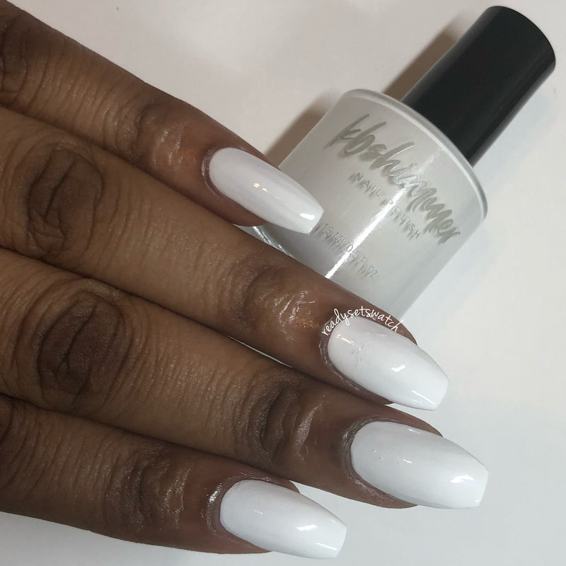 KBShimmer White Here White Now white creme nail polish swatch