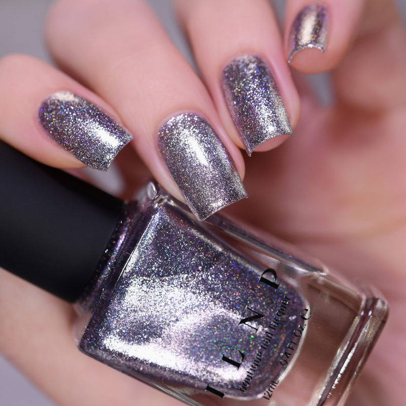 ILNP Echo platinum silver holographic ultra metallic nail polish swatch Reflections Collection