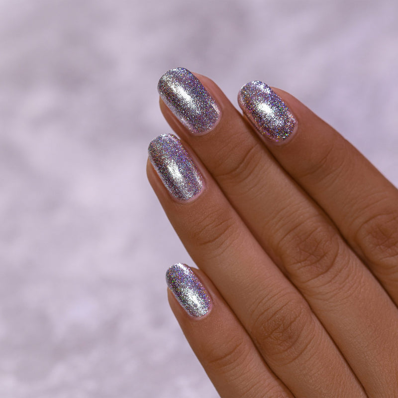 ILNP Echo platinum silver holographic ultra metallic nail polish swatch Reflections Collection