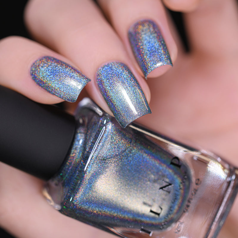 ILNP First Snow icy blue ultra holographic nail polish swatch