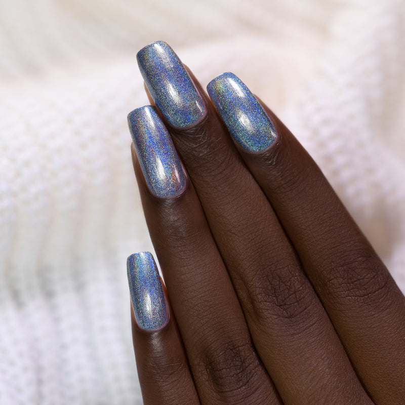 ILNP First Snow icy blue ultra holographic nail polish swatch