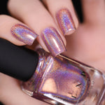 ILNP Get Cozy radiant blush pink ultra holographic nail polish swatch