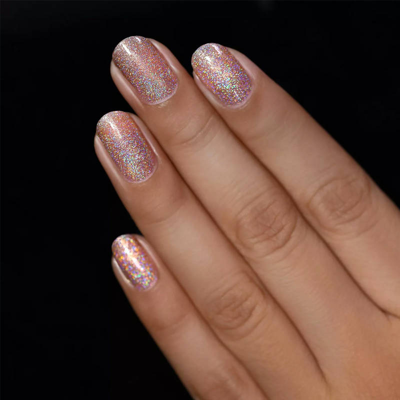 ILNP Caroline glistening rosy copper ultra holographic nail polish swatch