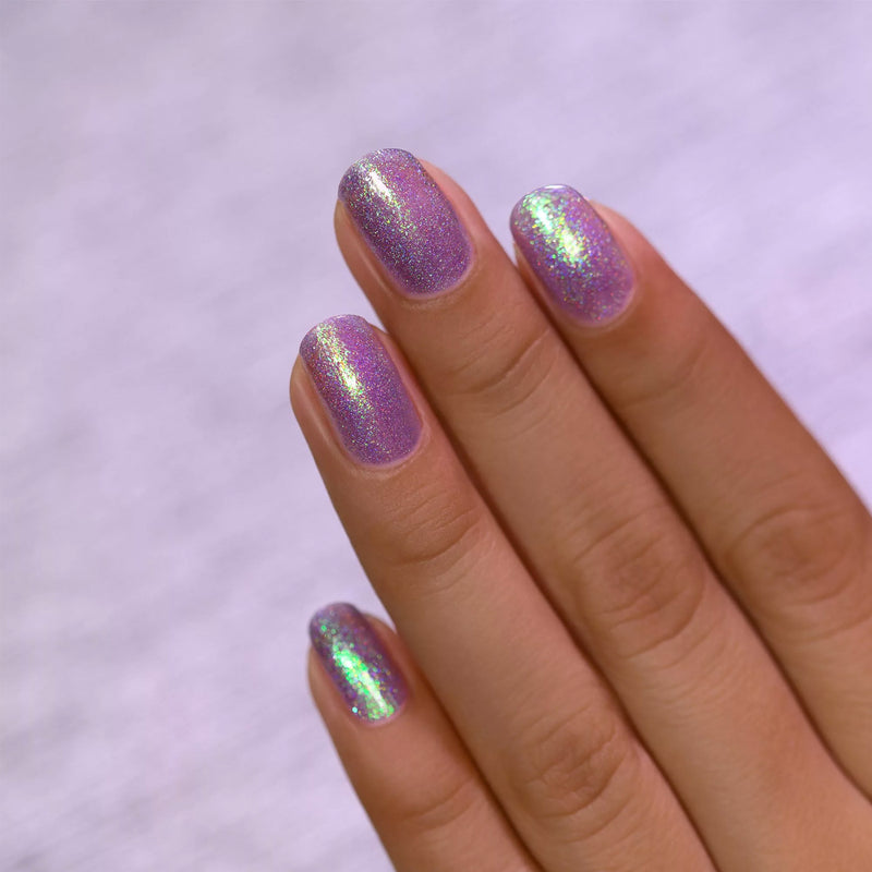 ILNP Drive-In IRIDESCENT DEEP PURPLE HOLOGRAPHIC JELLY NAIL POLISH swatch