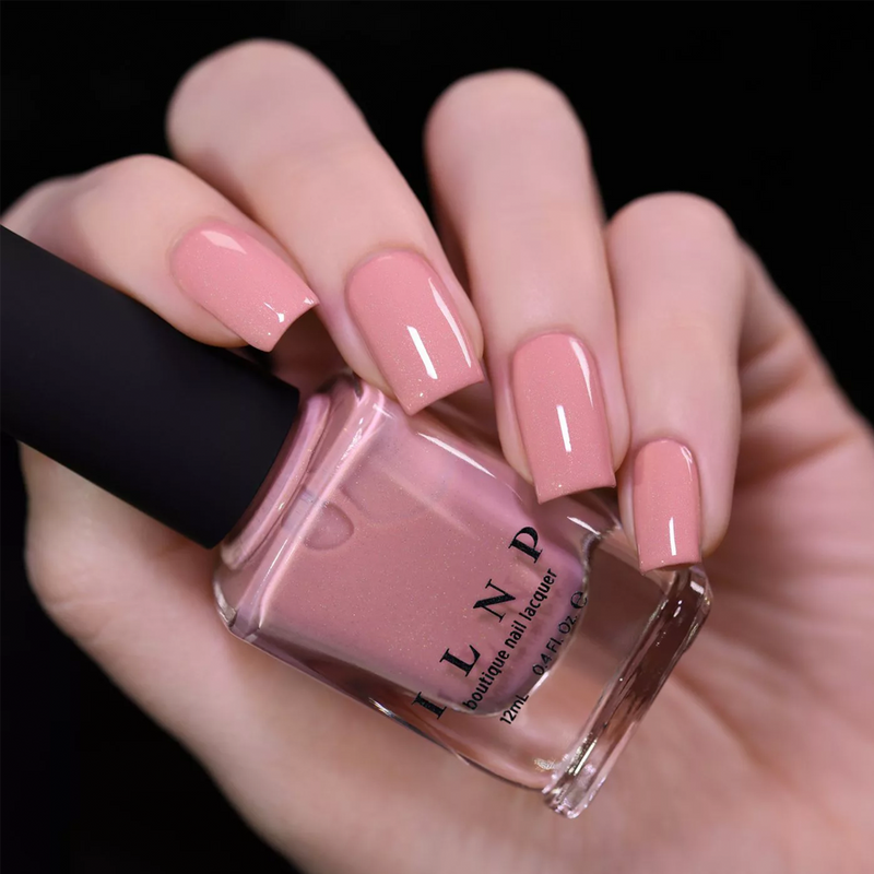 ILNP Full Bloom creamy peachy pink holographic nail polish swatch