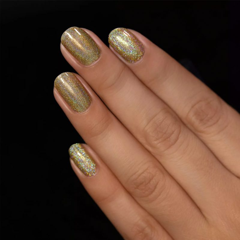 ILNP Happy Thoughts field green holographic nail polish swatch