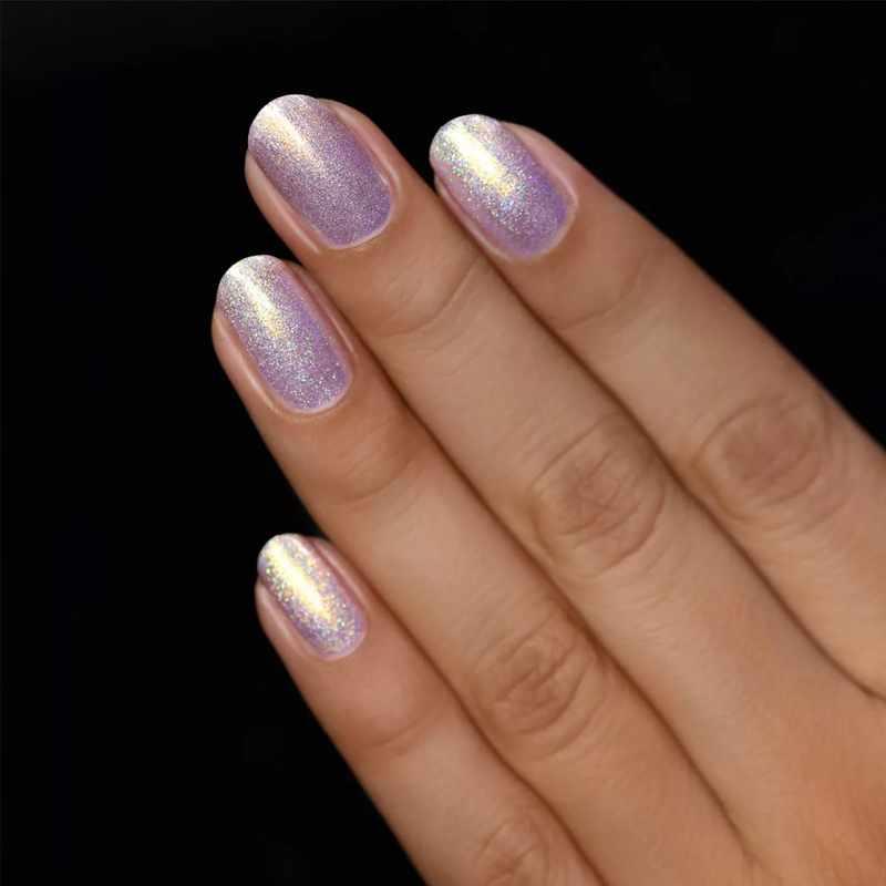 ILNP In The Clouds pale lilac shimmer holographic nail polish swatch