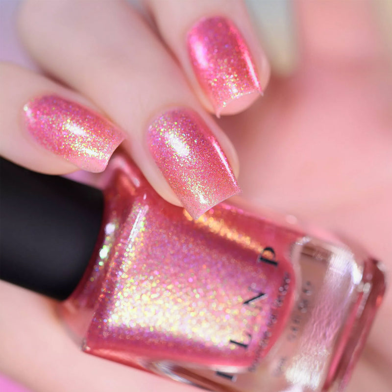 ILNP Pink Flamingo IRIDESCENT HOT PINK HOLOGRAPHIC JELLY NAIL POLISH swatch