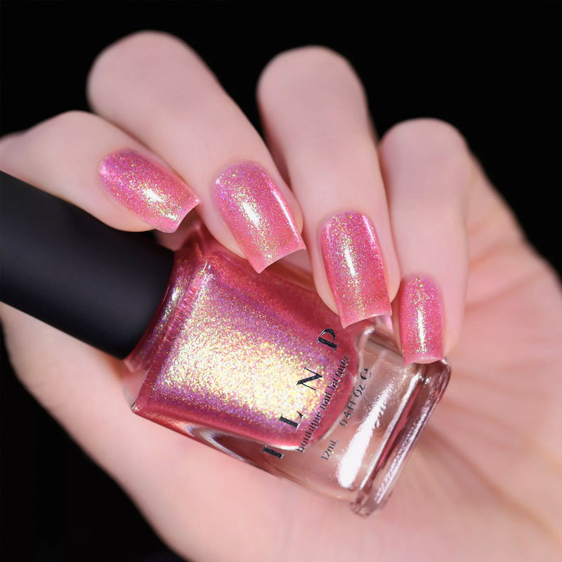 ILNP Pink Flamingo IRIDESCENT HOT PINK HOLOGRAPHIC JELLY NAIL POLISH swatch