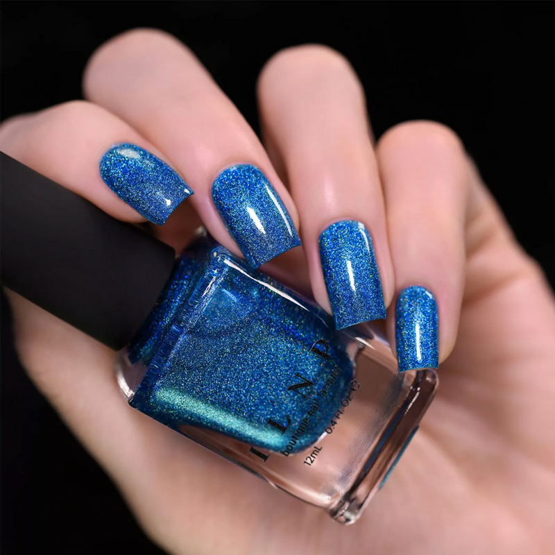ILNP Serenity pacific blue holographic nail polish swatch