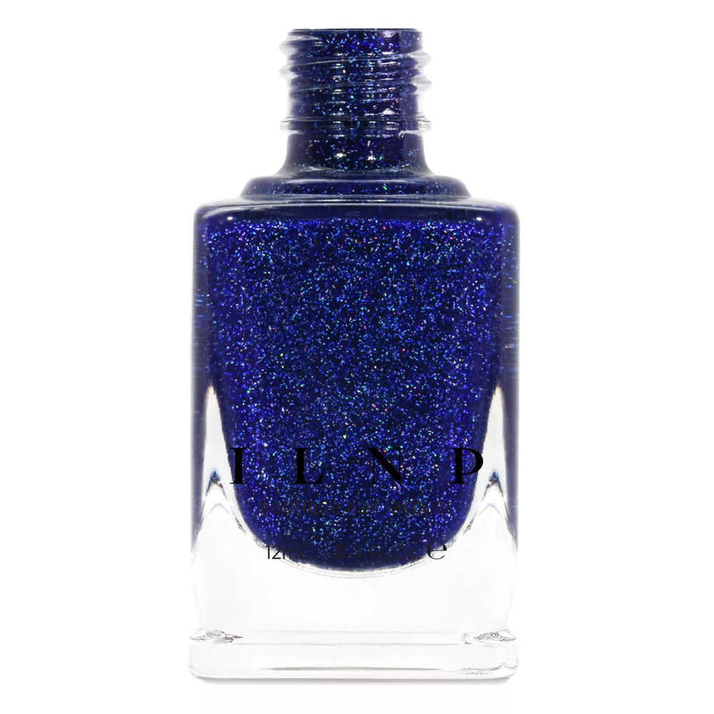 ILNP Set Sail navy blue holographic nail polish At Sea Collection