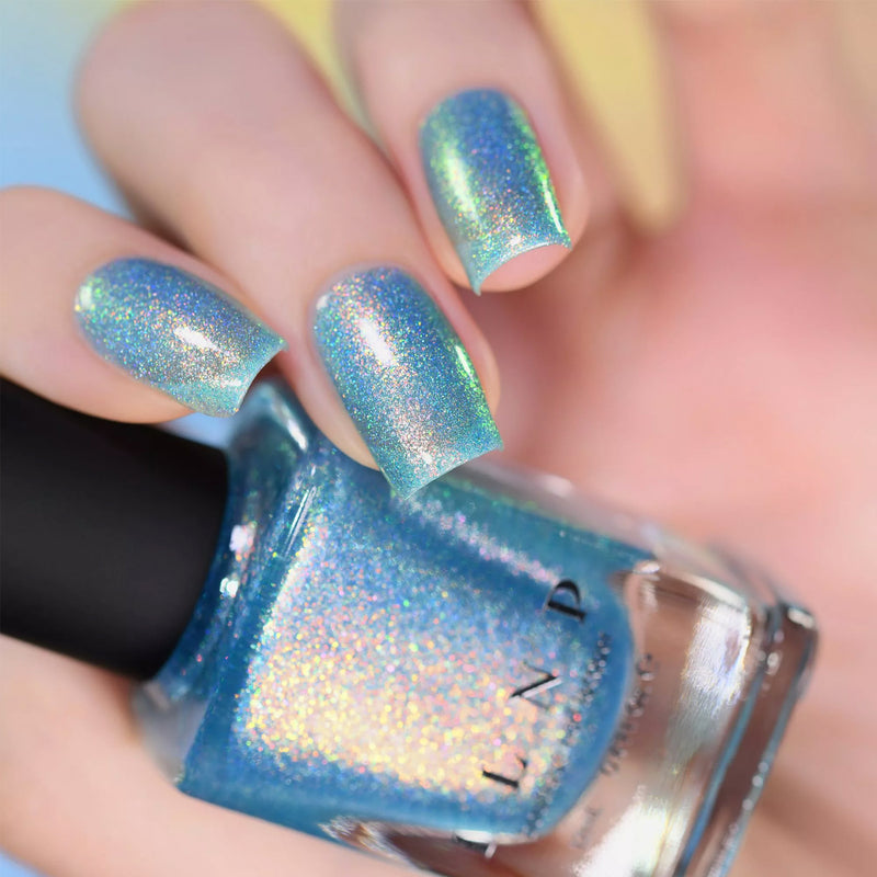 ILNP Skate Date IRIDESCENT TIMELESS TEAL HOLOGRAPHIC JELLY NAIL POLISH swatch