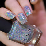 ILNP The Lighthouse intense silver ultra holographic metallic nail polish swatch At Sea Collection