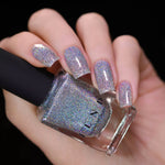 ILNP The Lighthouse intense silver ultra holographic metallic nail polish swatch At Sea Collection