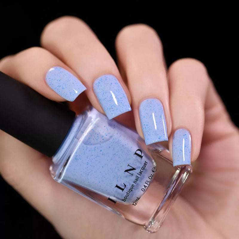 ILNP Bluebird blue speckled nail polish swatch Hatched Collection