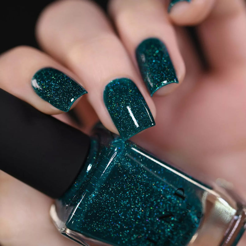 ILNP Cheers forest green holographic nail polish swatch