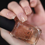 ILNP Love Triangle metallic gold, silver & rose flakie topper nail polish swatch