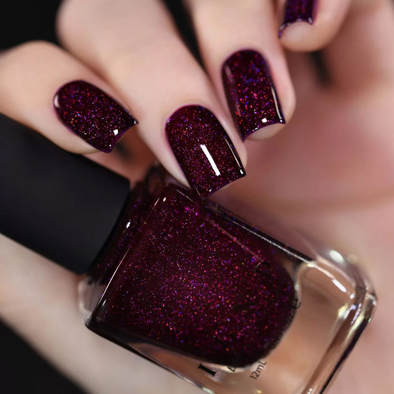 ILNP Madeline dark berry holographic nail polish swatch