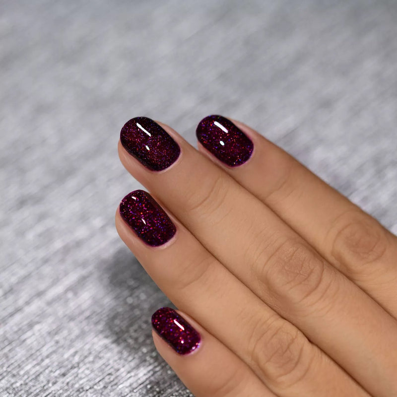 ILNP Madeline dark berry holographic nail polish swatch