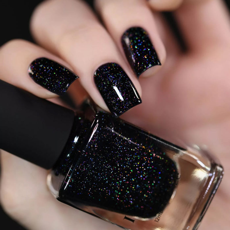 ILNP Party Bus black holographic shimmer nail polish swatch