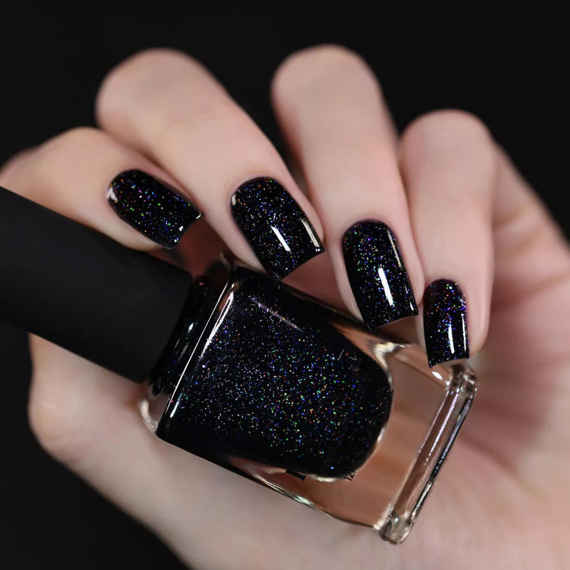 ILNP Party Bus black holographic shimmer nail polish swatch