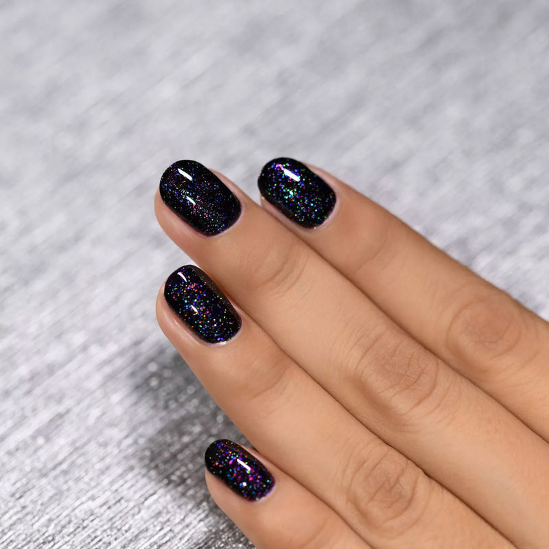 ILNP Party Bus black holographic shimmer nail polish swatch
