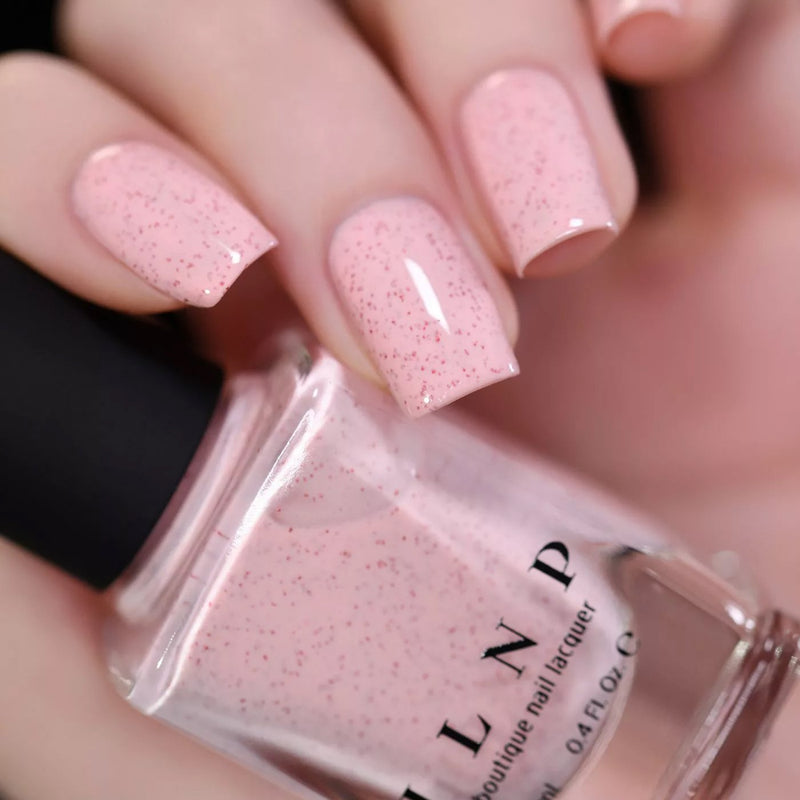 ILNP Sunday pastel pink speckled nail polish swatch Hatched Collection