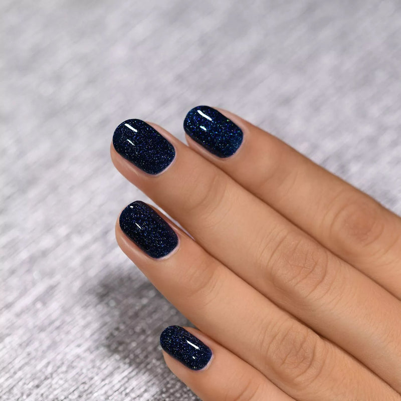 ILNP You Up? deep navy blue holographic nail polish swatch