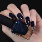 ILNP You Up? deep navy blue holographic nail polish swatch