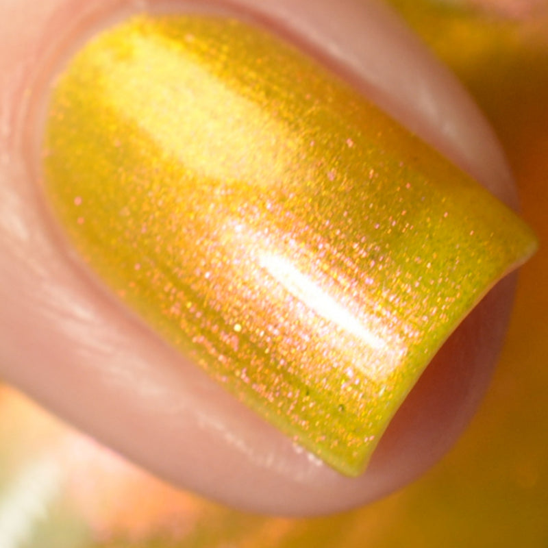 KBShimmer Sun Kissed yellow gold to pink multichrome nail polish swatch Beach Break Collection