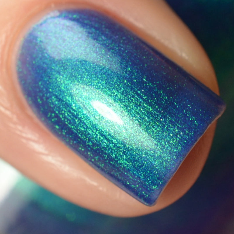 KBShimmer The Tide Is Right blue to green multichrome nail polish swatch Beach Break Collection