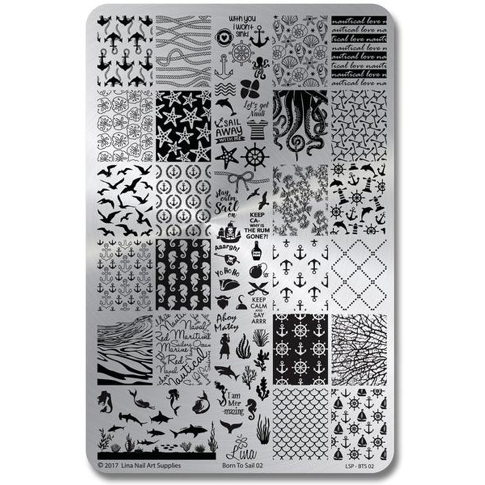 Lina Nail Art Supplies Born to Sail 02 stamping plate