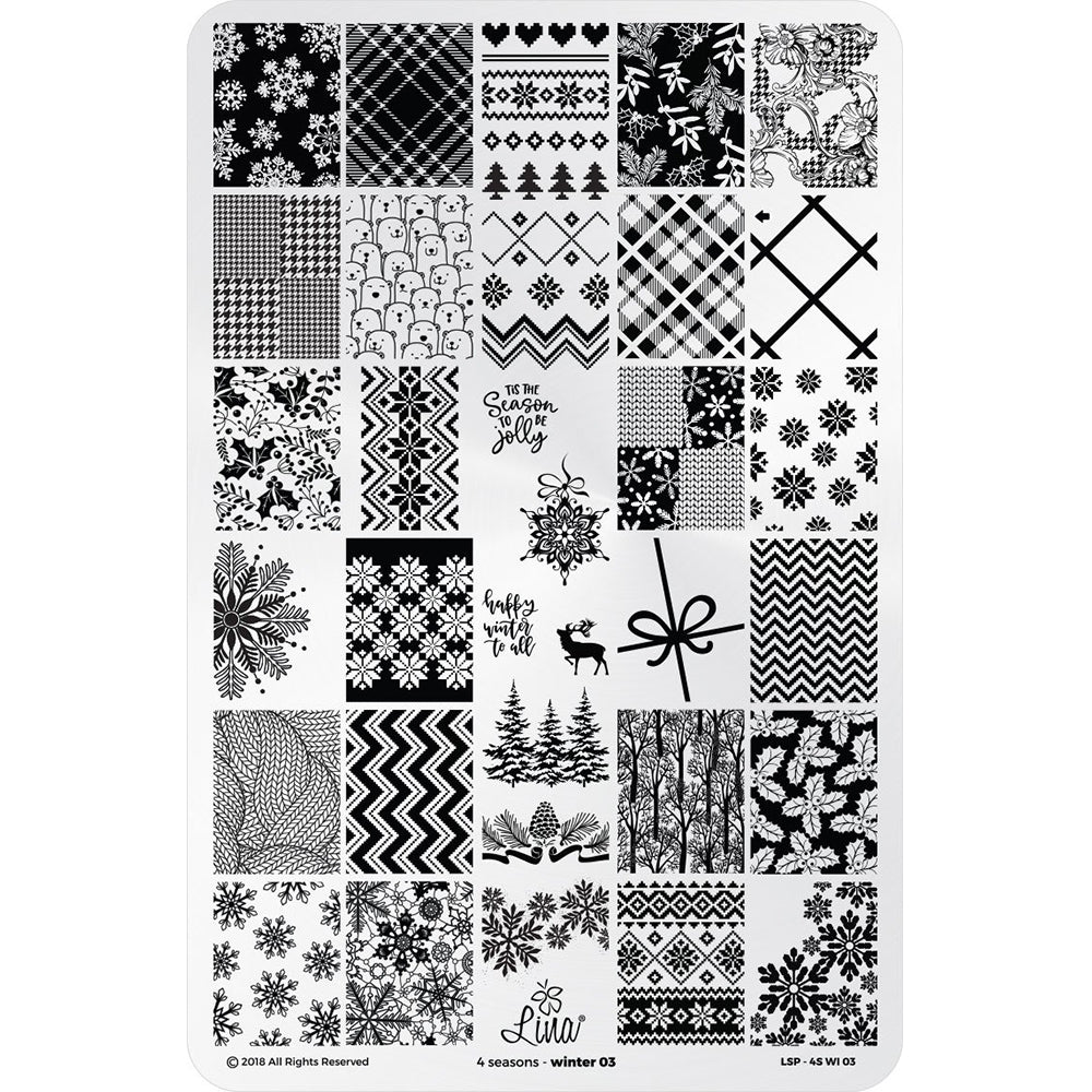 Lina Nail Art Supplies Four Seasons Winter 03 stamping plate nail art