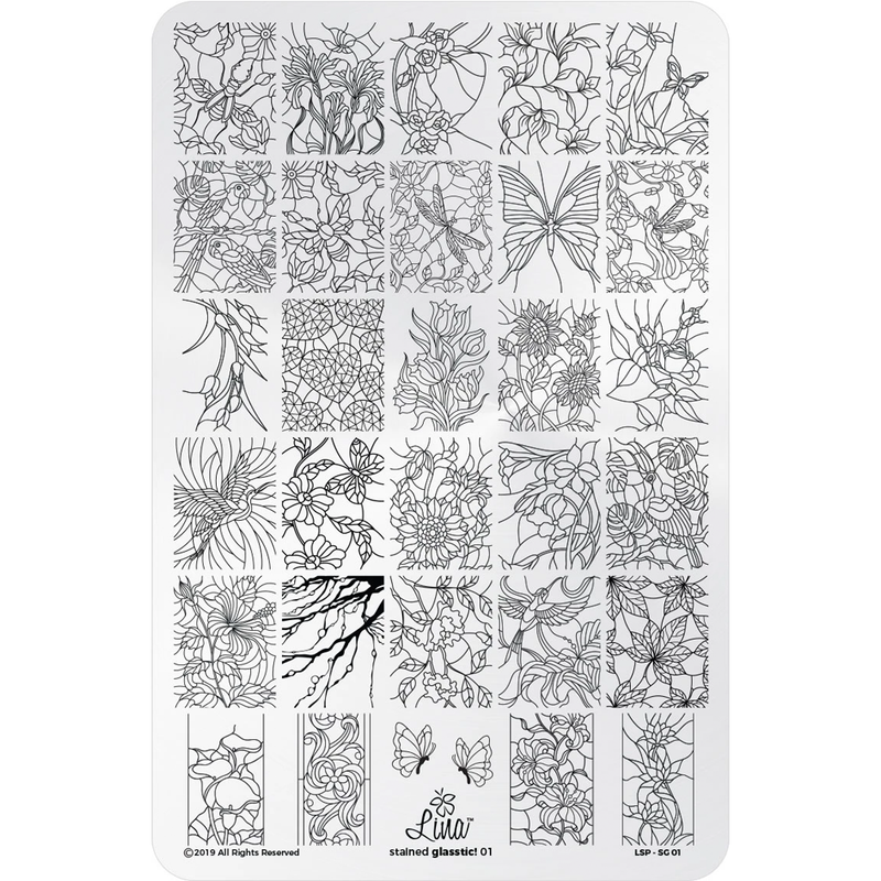 Lina Nail Art Supplies Stained Glasstic 01 stamping plate