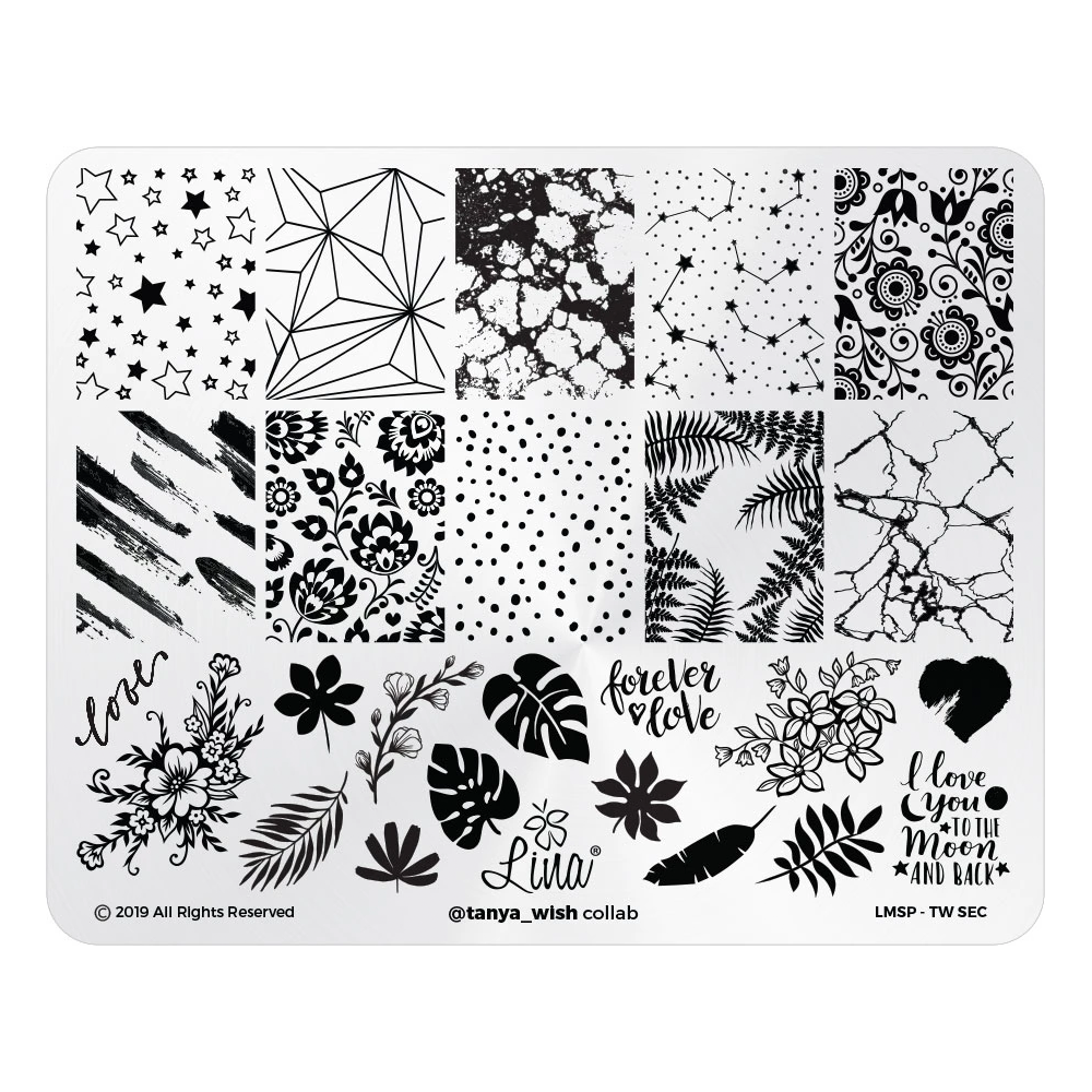 Lina Nail Art Supplies @tanya_wish Collaboration Stamping Plate