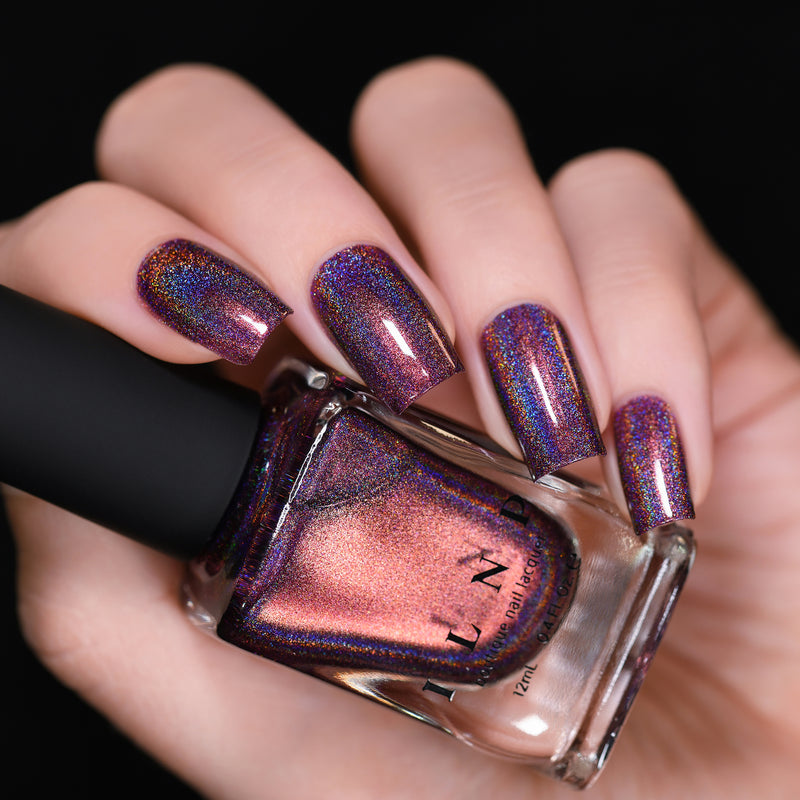 ILNP Love Language rich cabernet red ultra holographic nail polish swatch