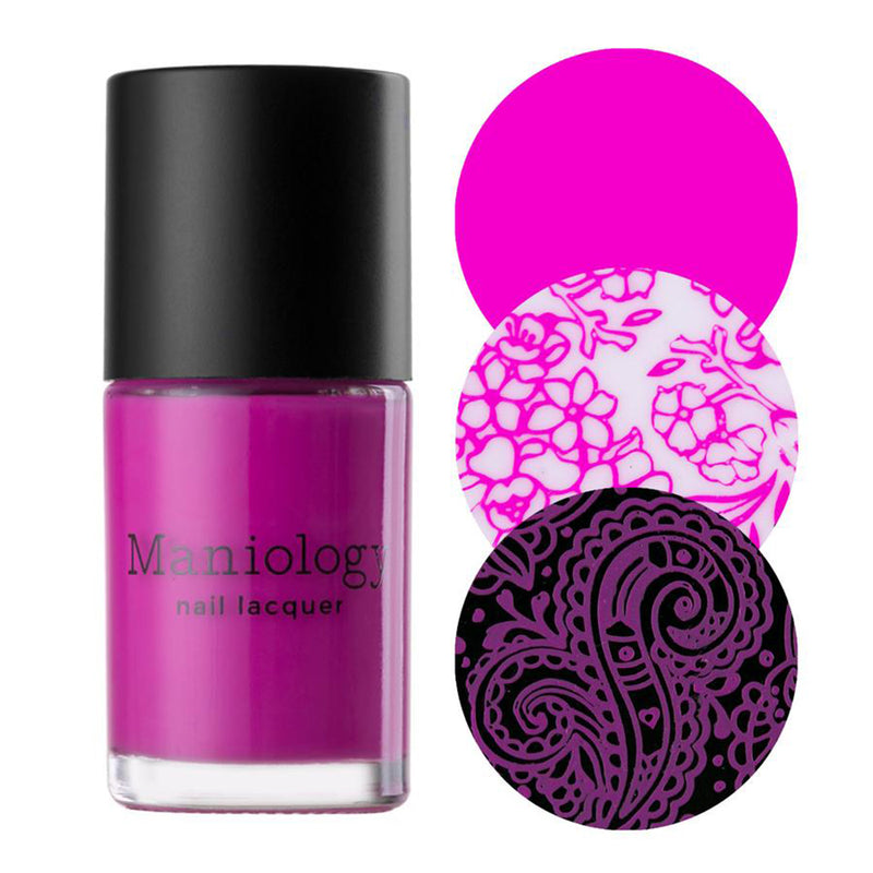 Maniology Prancing Pink stamping nail polish Jingle Bell Rock Collection