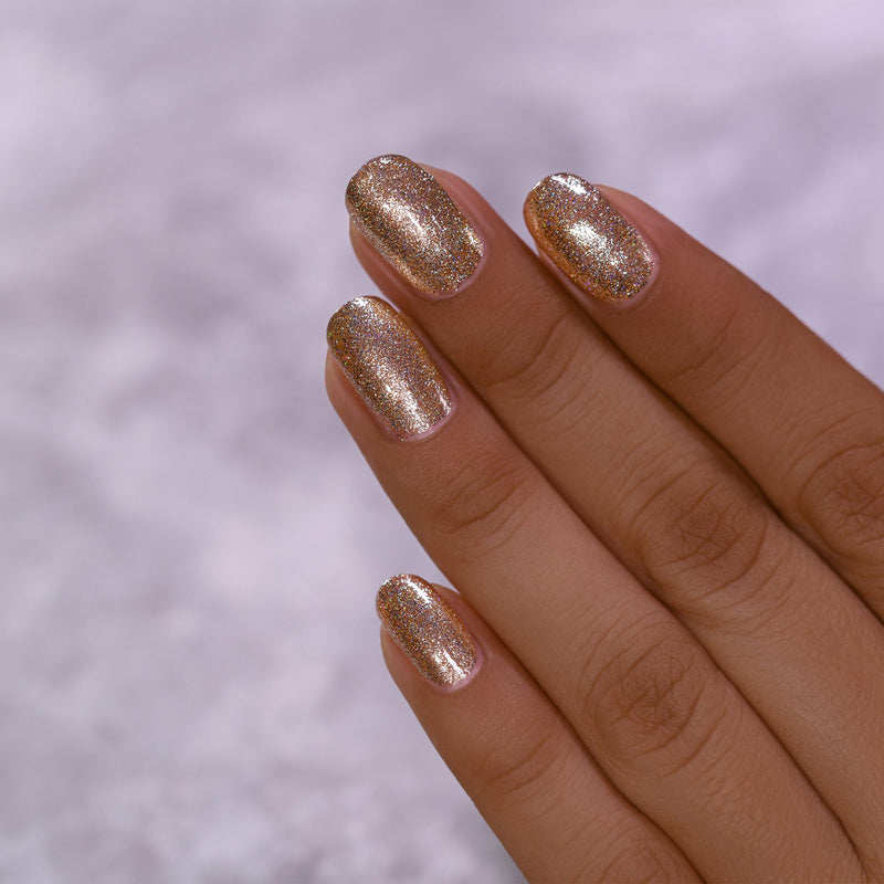 ILNP Mirage brilliant gold holographic ultra metallic nail polish swatch Reflections Collection