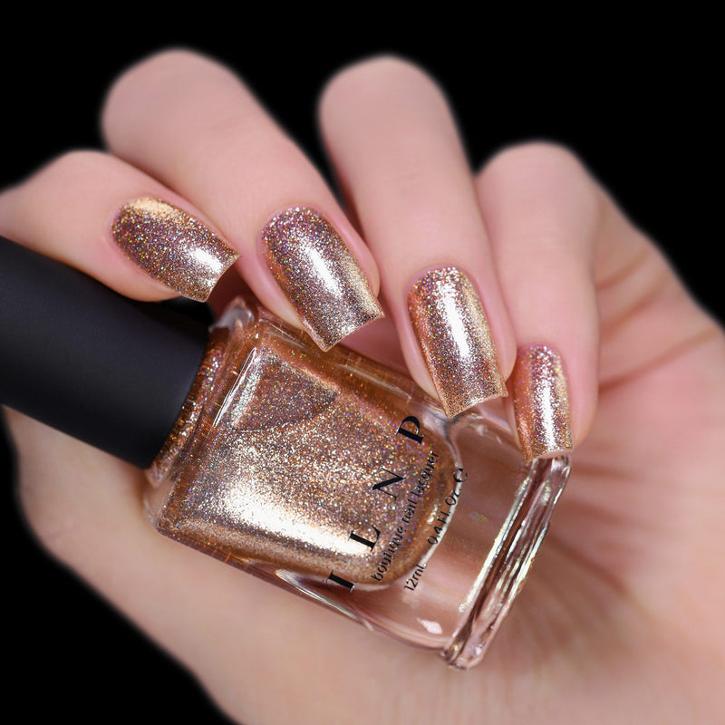 ILNP Mirage brilliant gold holographic ultra metallic nail polish swatch Reflections Collection