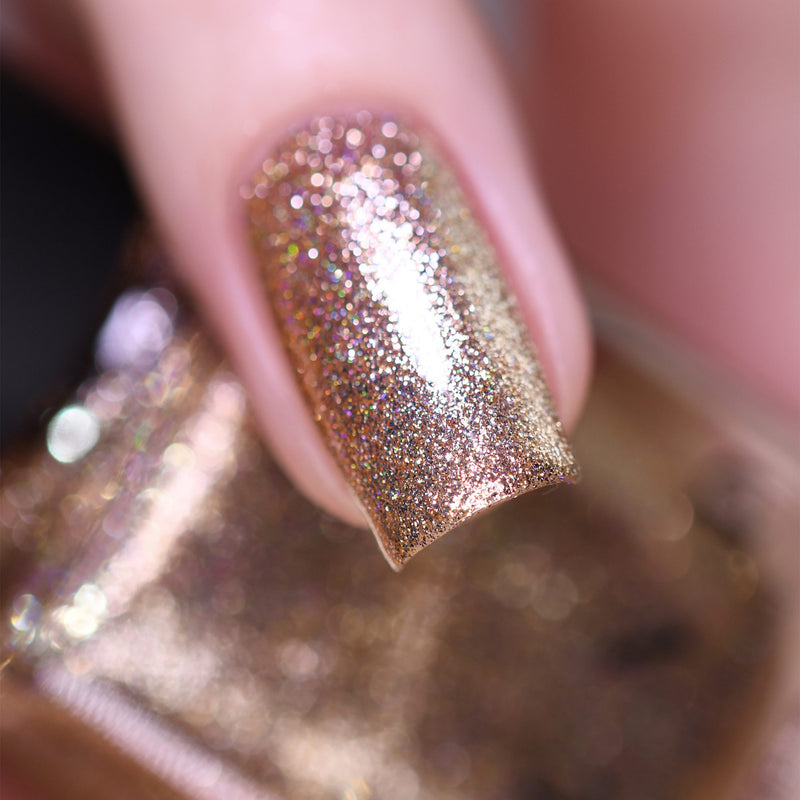 ILNP Mirage brilliant gold holographic ultra metallic nail polish swatch Reflections Collection