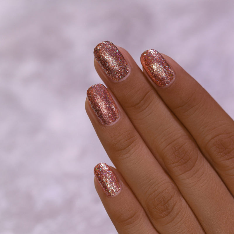 ILNP Muse radiant copper holographic ultra metallic nail polish swatch Reflections Collection