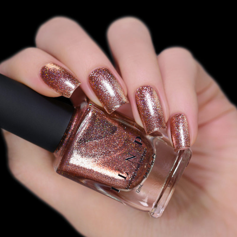 ILNP Muse radiant copper holographic ultra metallic nail polish swatch Reflections Collection