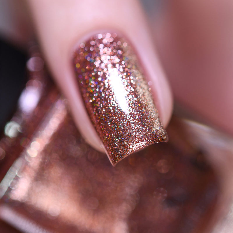 ILNP Muse radiant copper holographic ultra metallic nail polish swatch Reflections Collection