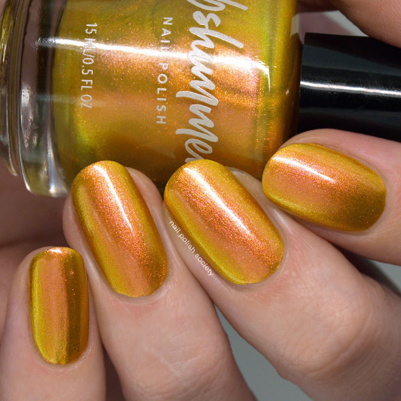 KBShimmer Sun Kissed yellow gold to pink multichrome nail polish swatch Beach Break Collection